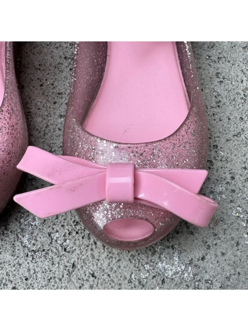 MINI MELISSA Ultragirl Bow Pink Glitter Jelly Flats Girls 12 Mary Jane Shoes - Picture 5 of 10